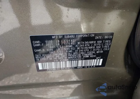 2022 Subaru Ascent Premium из США, поврежденный, VIN 4S4WMACD5N3446617